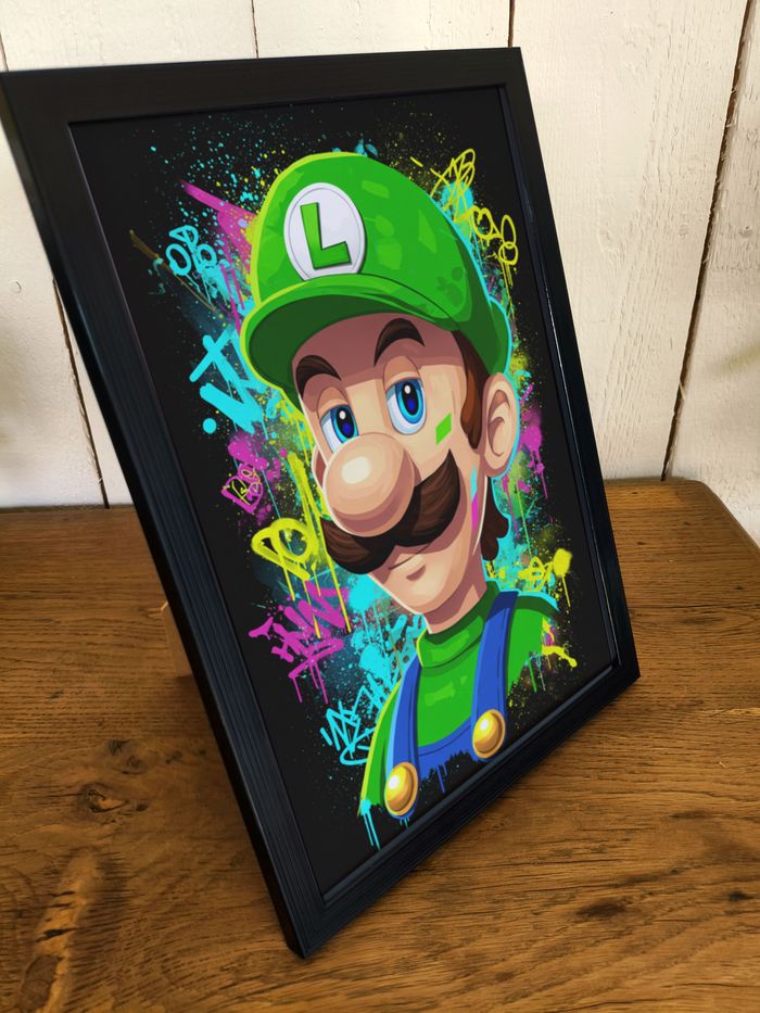Affiche poster A4 (21×29,7 cm) Luigi Mario art mural street art coloré déco chambre gamer - photo numéro 2