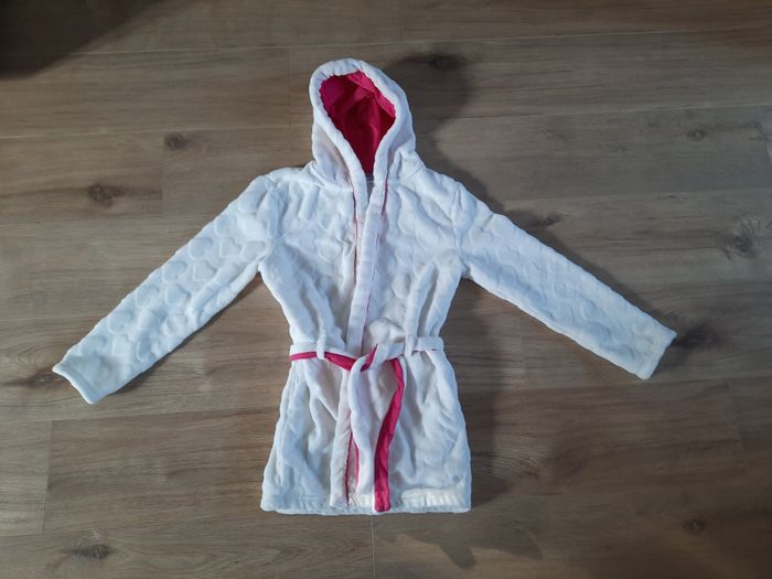 Robe de chambre fille blanc/rose avec capuche Okaïdi 12 ans