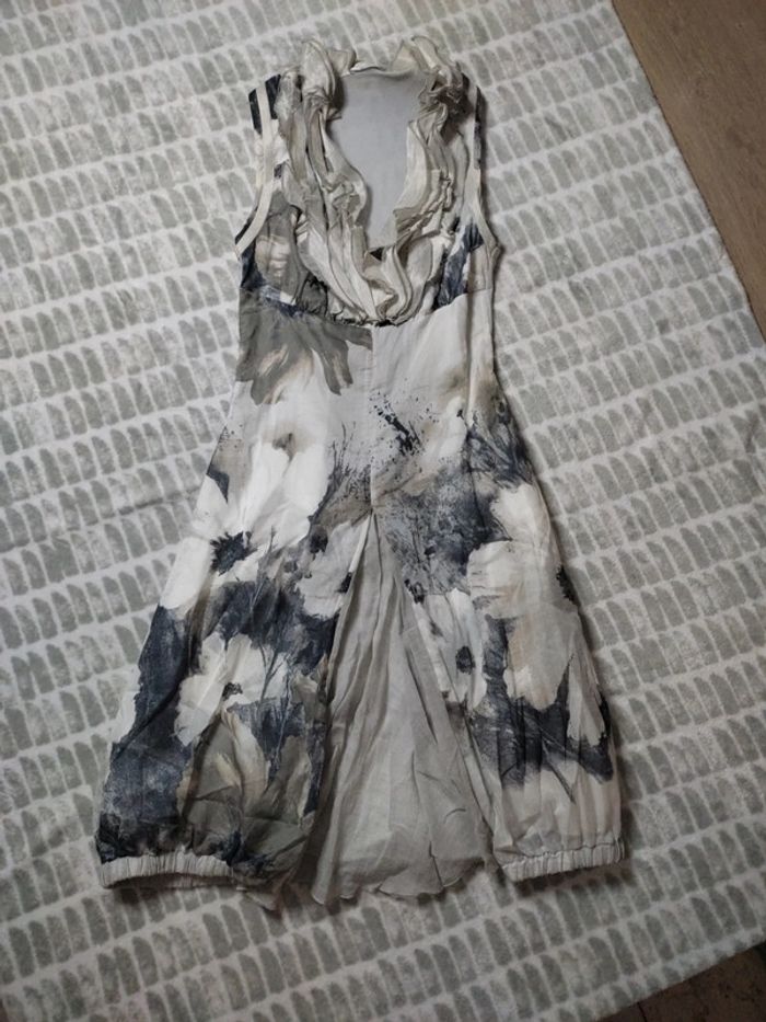 Robe mi-longue crème écru beige lin siste's taille 36 38 - photo numéro 1