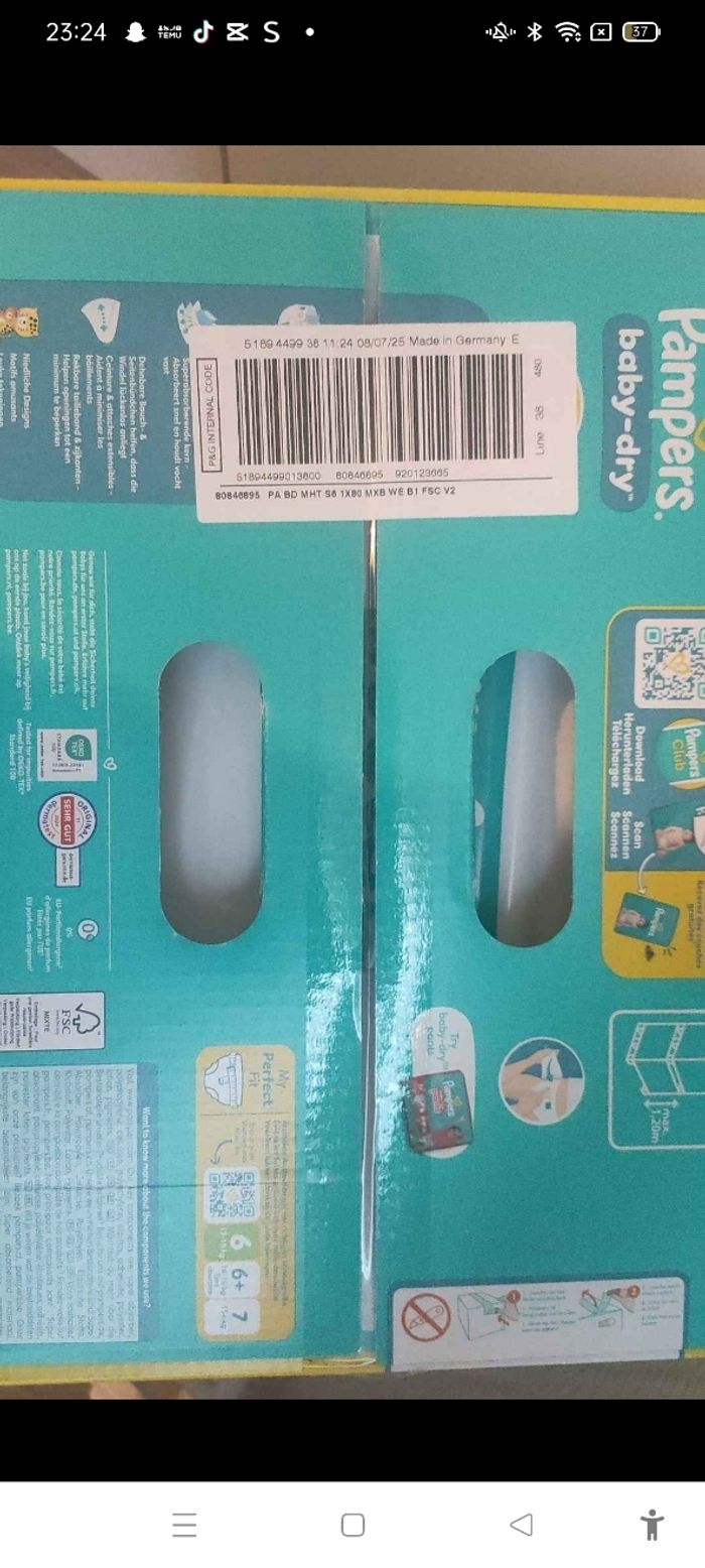 Cartons de couches pampers taille 6 - photo numéro 4