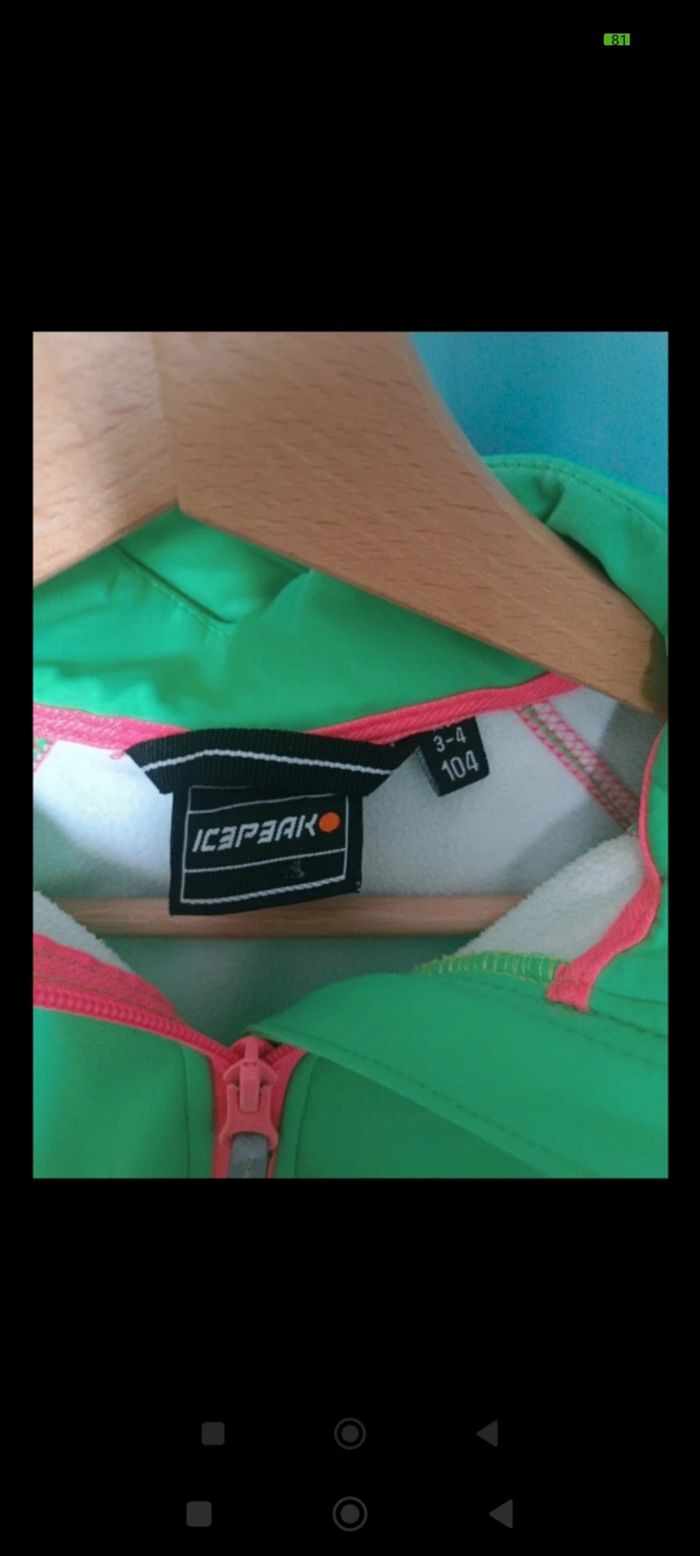 Veste mi saison icepeak, vert et rose taille 3/4 ans - photo numéro 3