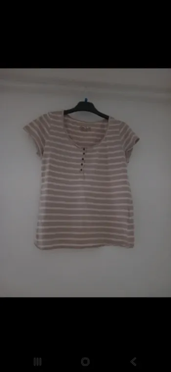 T-shirt beige rayé – Kiabi – Taille 40