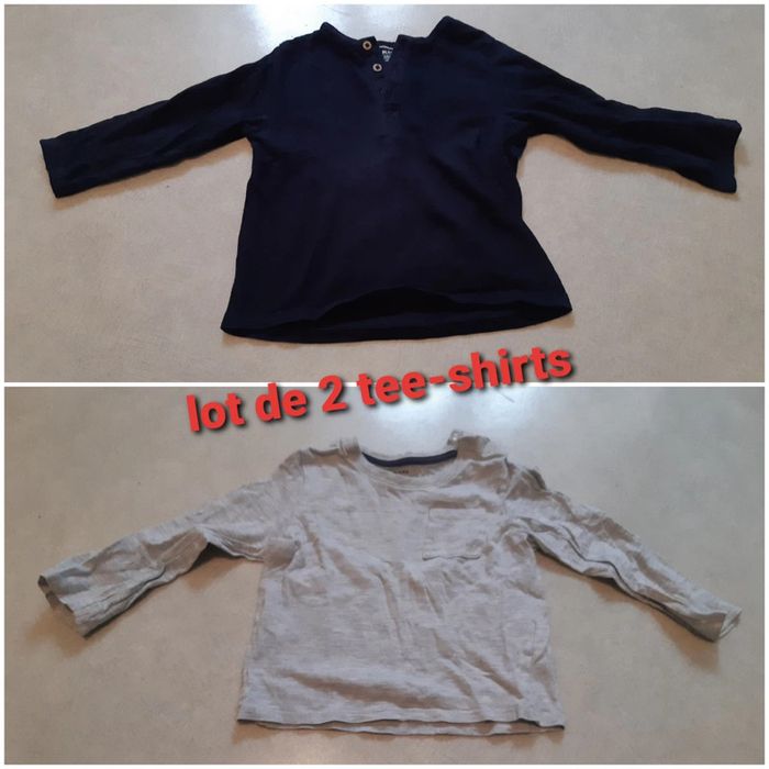 Lot de 2 tee-shirts t. 24 mois (bleu et gris)