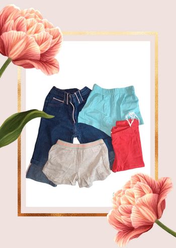 💫🌸 Lot de 2 pantalons +2 Shorts pour fille 🌸💫