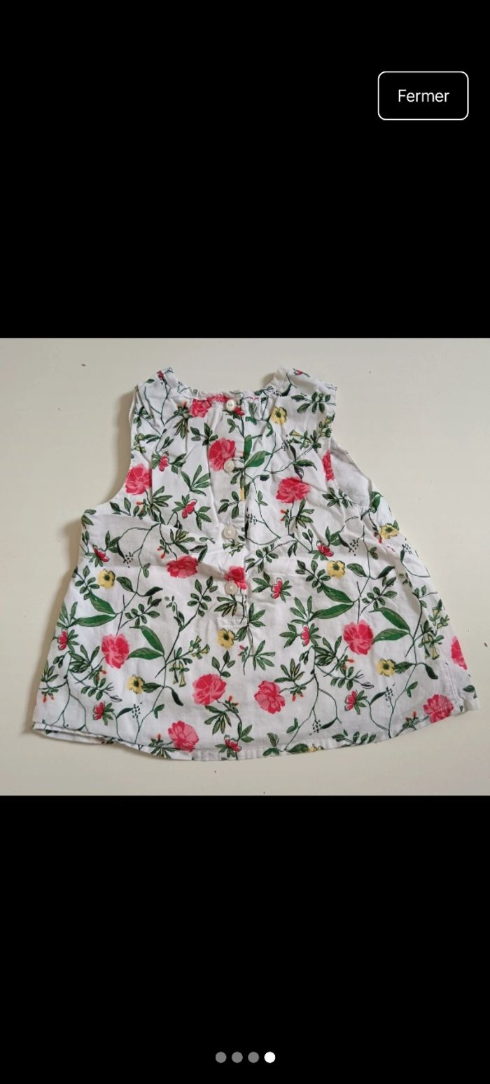 Tee shirt fleuri vert rose 12 mois - photo numéro 4