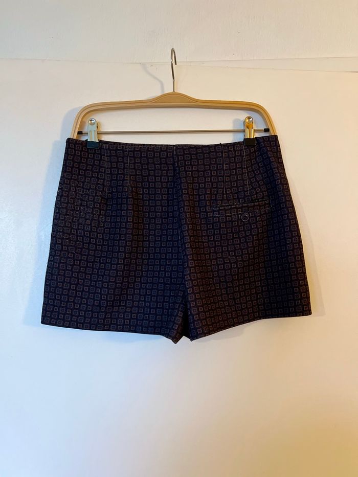Short imprimé rétro chic – bleu marine / bordeaux T38 ✨ - photo numéro 6