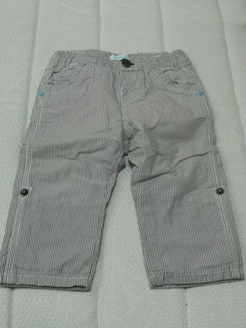 Pantalon rayé blanc et gris Okaidi 6M