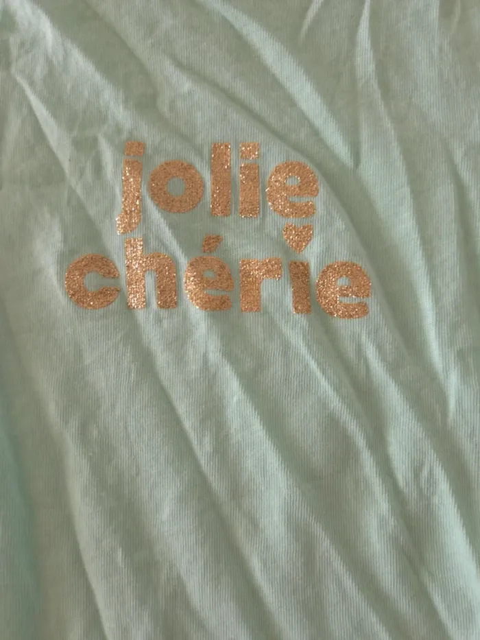 Tshirt jolie cherie vert d'eau 12 mois - photo numéro 2