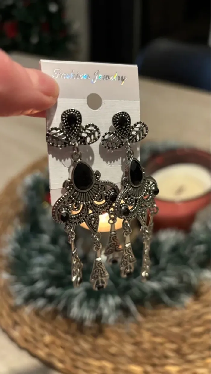 Boucles d’oreilles argentées fantaisie - photo numéro 2