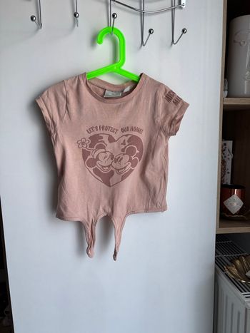 T-shirt Minnie et Mickey noué vieux rose taille 3/4 ans fille primark 