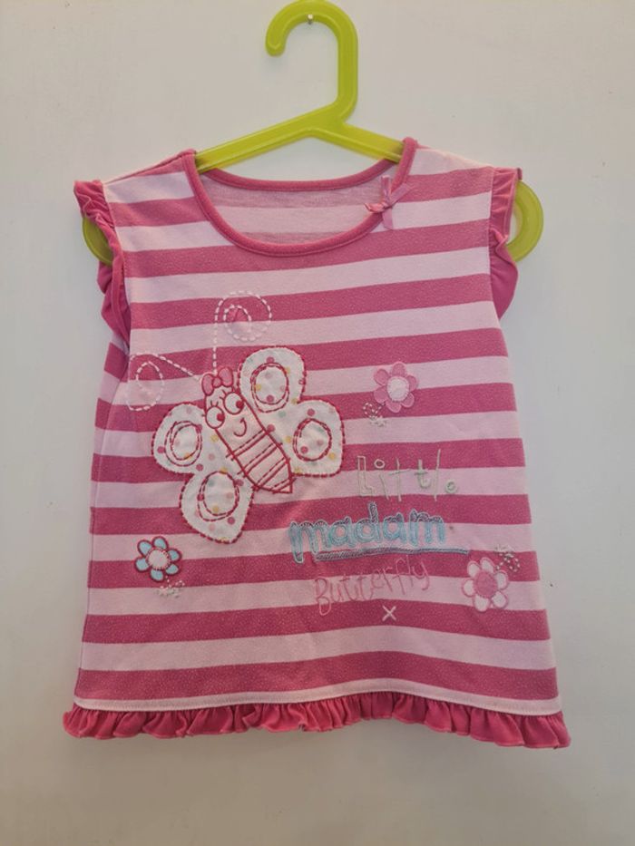 Tee shirt rayé rose 3-4 ans