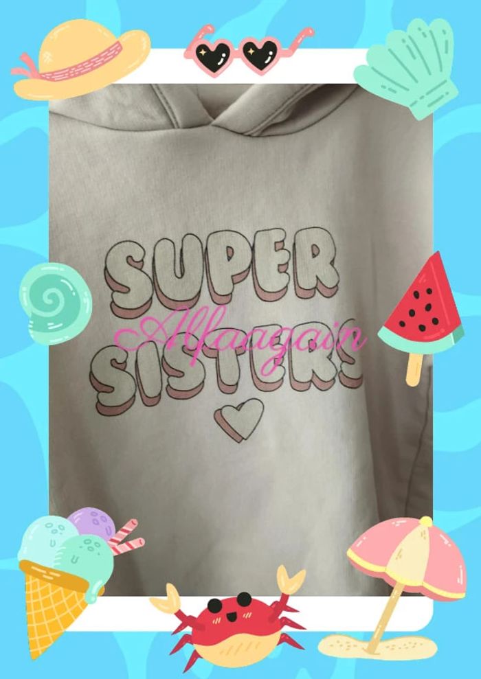 Pull sweat à capuche rose tao 8ans - photo numéro 2