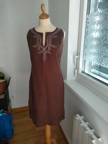 robe été chic lin 38 40 marron etam