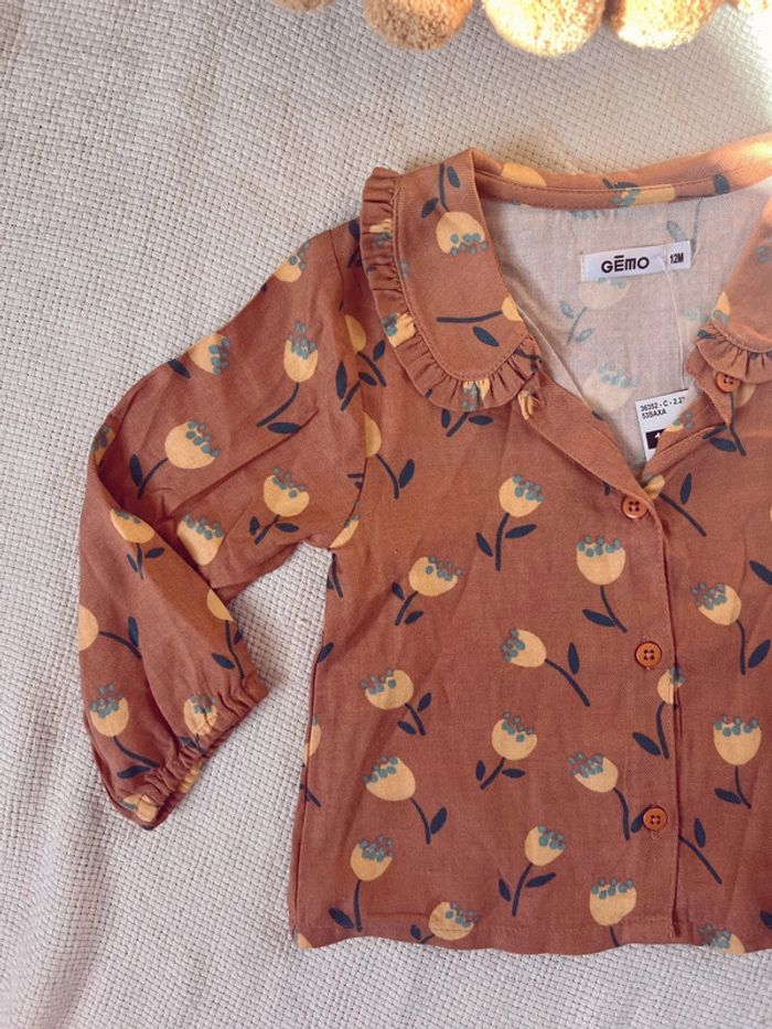 Chemisier souple avec motif fleurs et col gemo neuf - photo numéro 2