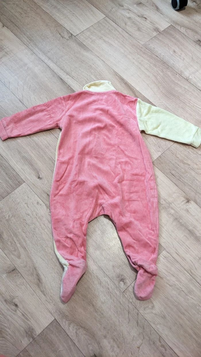 Pyjama/Grenouillère velours jaune et rose 12 Mois - photo numéro 5