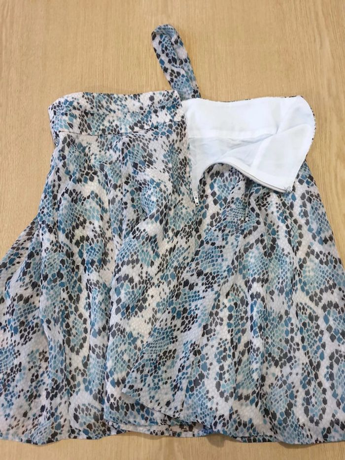 Jupe courte femme Naf Naf T38 long 46cm beige/vert/noir - photo numéro 2