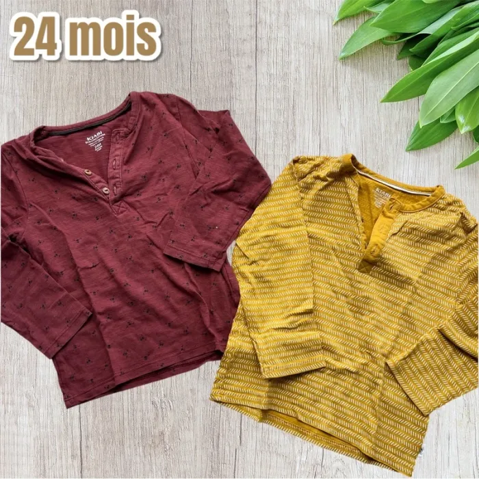 🌟 Lot de 2 t-shirts ML - Kiabi - 24M 🌟