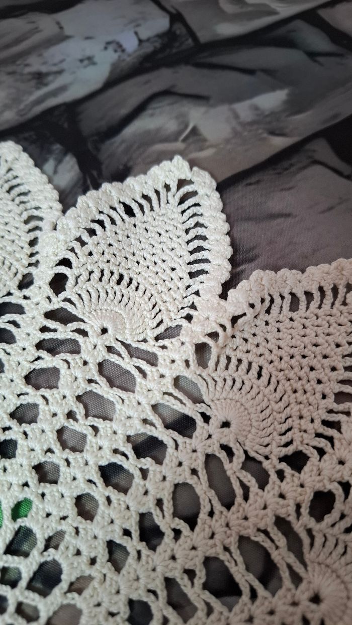 Napperon crochet motif fleur feuille écru blanc cassé vintage - photo numéro 8