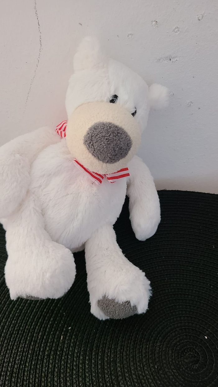 doudou ours polaire echarpe rouge rayee PRIMALIS - photo numéro 4