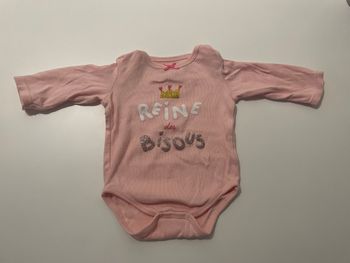 Body manches longues rose « Reine des bisous » - 3 mois - 59cm
