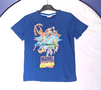 T-Shirt Marvel Comics Bleu Foncé Dessin Super Héros Devant Vêtement Tendance Mode Adolescents