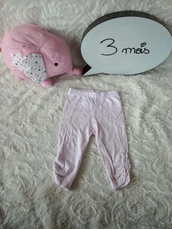 Legging Fille 3 mois rose à pois blancs Baby Class 100% coton