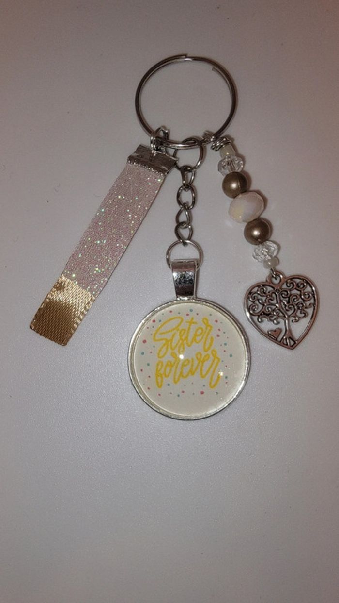 Cadeau sœur, porte clé message bijoux de sac " sister forever"