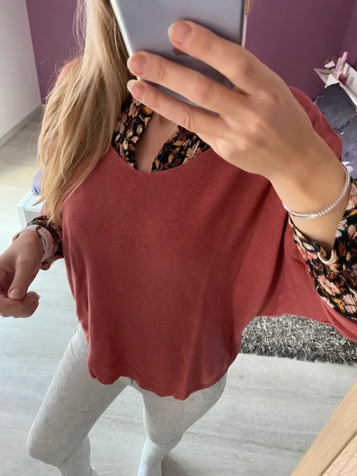 Pull ample vieux rose - photo numéro 4