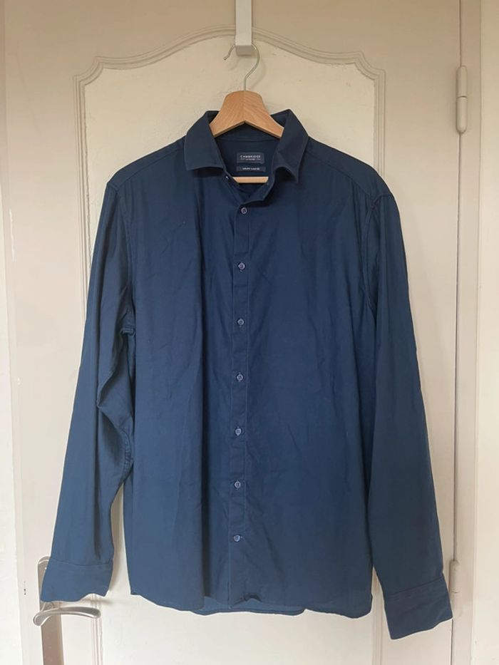 Chemise homme Cambridge coupe ajustée bleu foncé marine – Taille 42