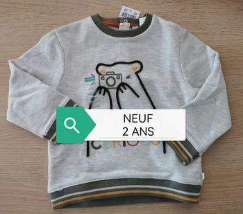 Pull gris Obaïbi 2 ans neuf garçon