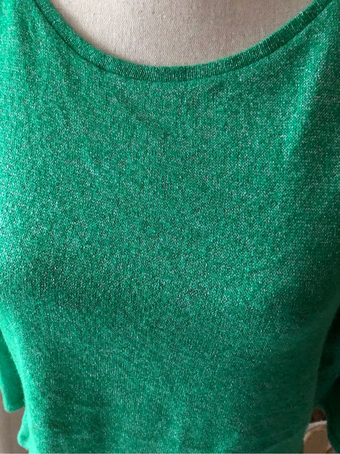 Pull vert brillant argenté neuf - photo numéro 2