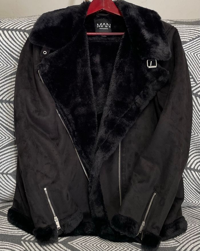 Veste Simili Daim à l’aspect Velouté Noir Homme Taille XL /42 Boohoo MAN - photo numéro 10