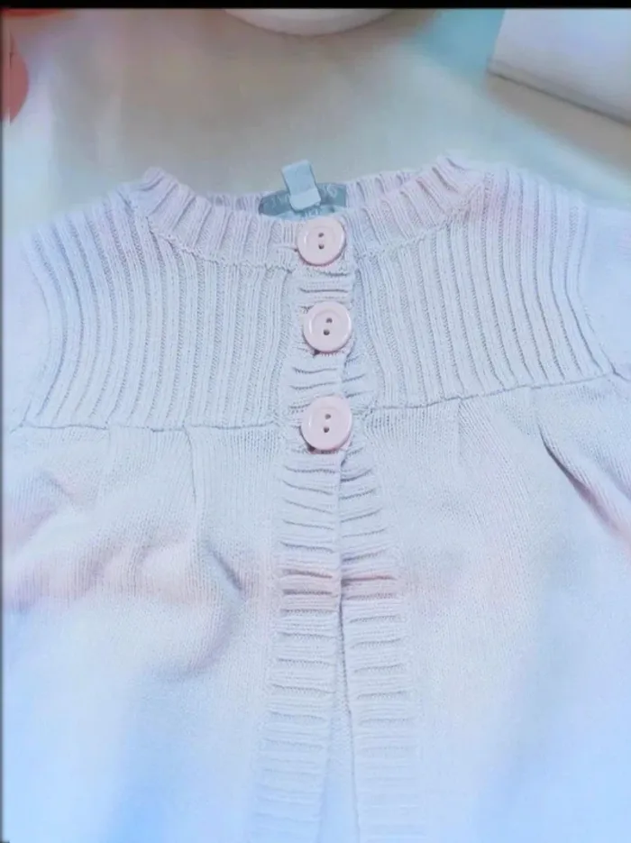 Gilet rose très pâle Kimbaloo fille 6 mois - photo numéro 2