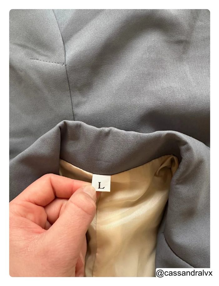 Veste blazer bleu ciel grise - photo numéro 3