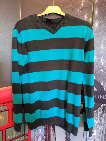 64391 pull turquoise et gris garçon 16 ans