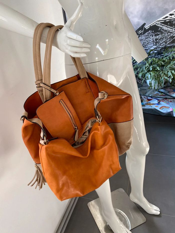 Ensemble 3 pièces sac à main pochette maquillage porte carte - photo numéro 2