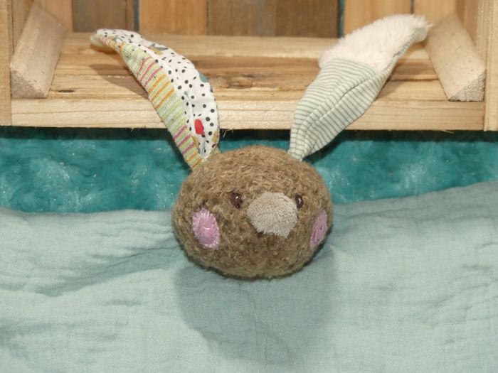 Doudou plat lapin Moulin roty vert lange 🐰tbe - photo numéro 2