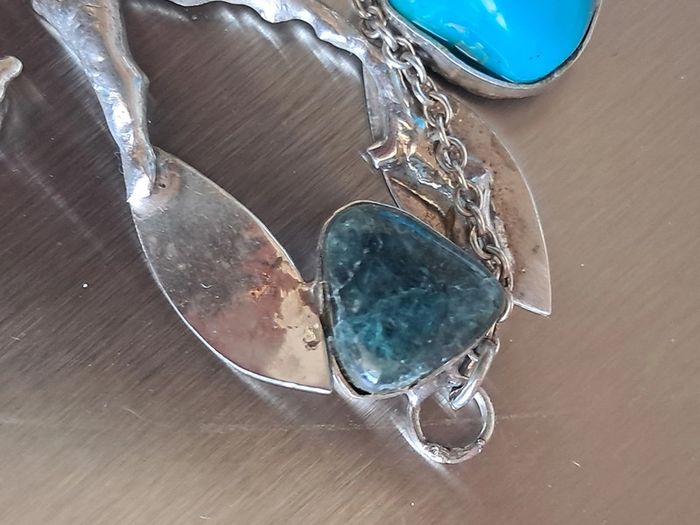 Grand pendentif pectoral argent et pierres polies - photo numéro 11