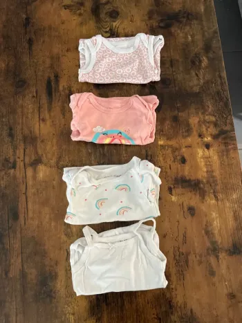 Lot de 4 bodies manches courtes bébé fille 12 mois