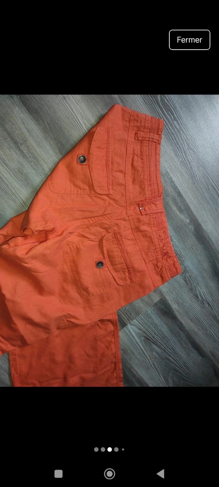 Pantalon orange Cache Cache femme taille 38 - photo numéro 3