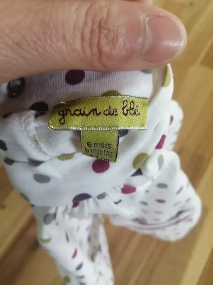 Sous pull grain de blé blanc à pois multicolor - photo numéro 6