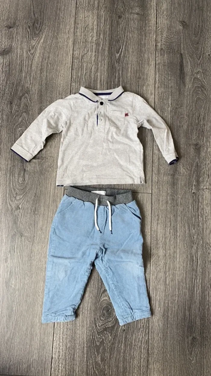 Ensemble hiver polo manches longues et pantalon 18 mois