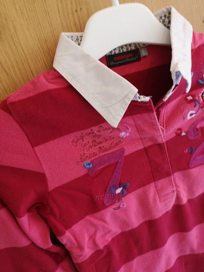 Chemise Catimini ligné en rose 8 ans - photo numéro 4