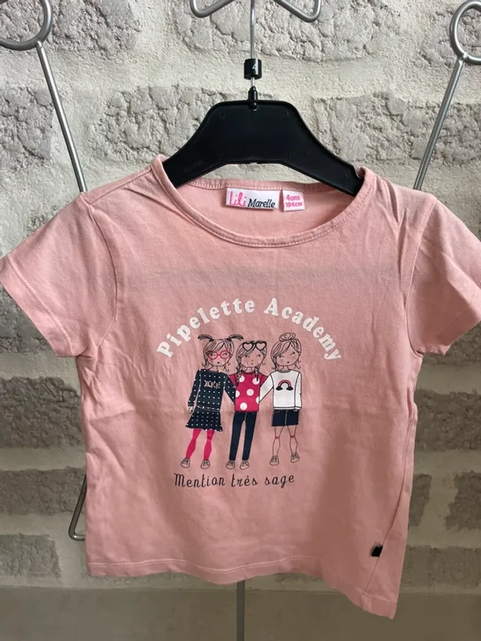 Tee shirt fille 4 ans manches courtes Lili marelle