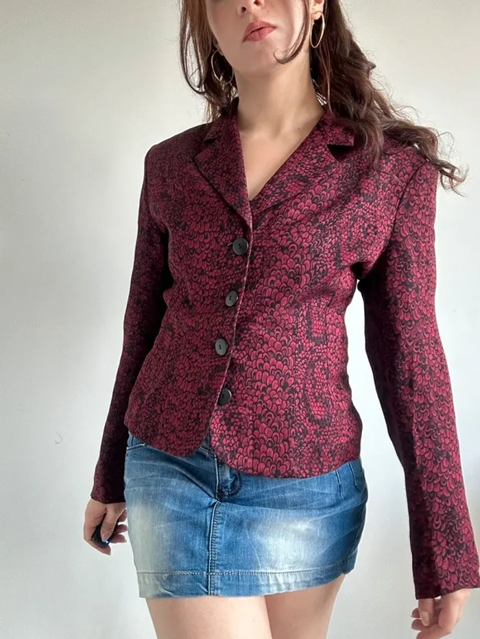 Veste blazer vintage années 80/90 rose bordeaux taille S/M