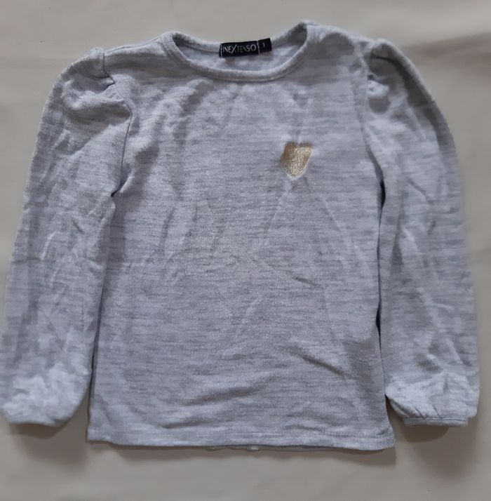 pull gris léger (mi-saison) fille - cœur - in extenso - 3 ans - photo numéro 2