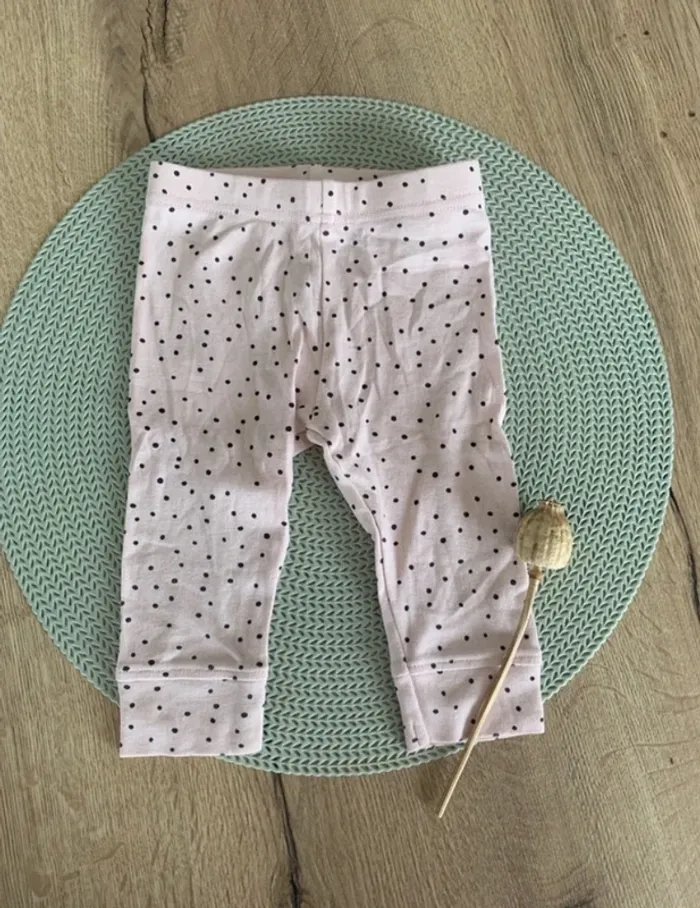 Legging rose pâle à pois noir - 12mois- kiabi