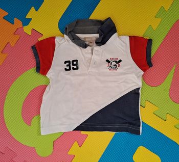 T-shirt polo blanc, grain de blé, taille 6 mois (68 cm)