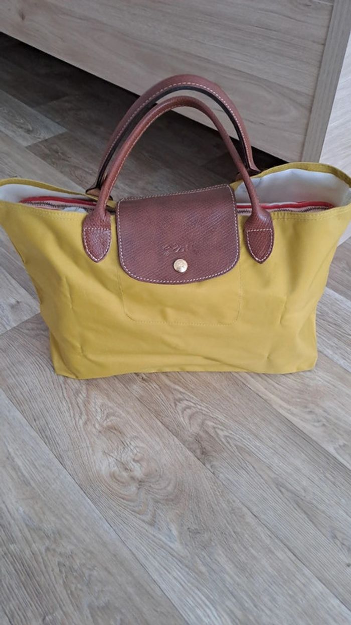 Sac Pliage Longchamp jaune moutarde taille L - photo numéro 3