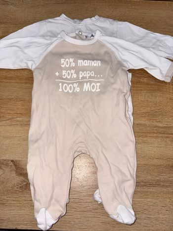 Lot de 2 pyjamas 0/1 mois 